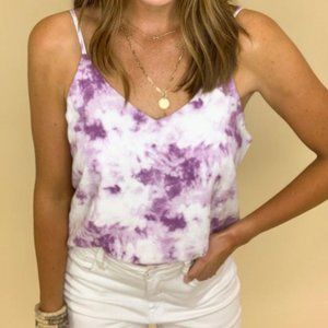 Double Zero Purple Tie Dye V Neck Cami Top